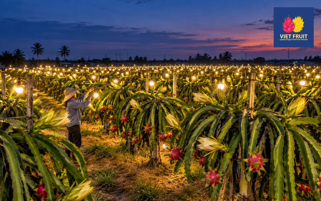 Dragon fruit farm lights long an Vietnam