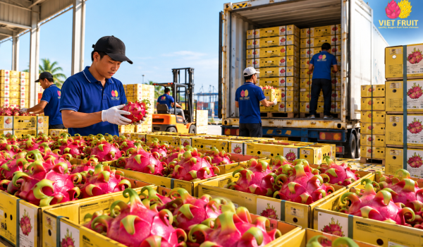 Mixed Vietnamese fresh fruit prepared for export to Middle Eastern markets