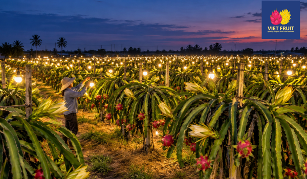 Dragon fruit farm lights long an Vietnam